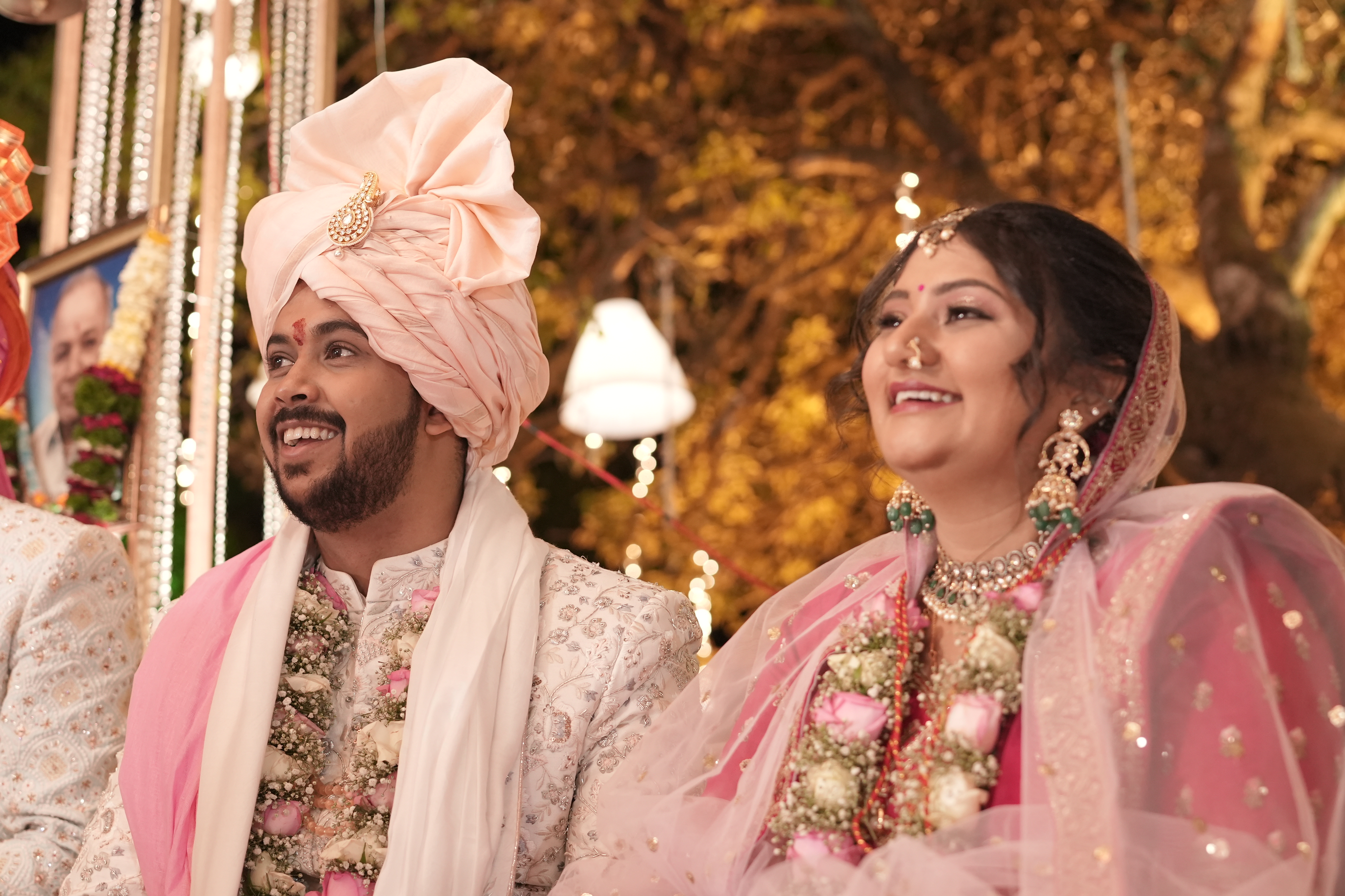 Happily married couple smiling